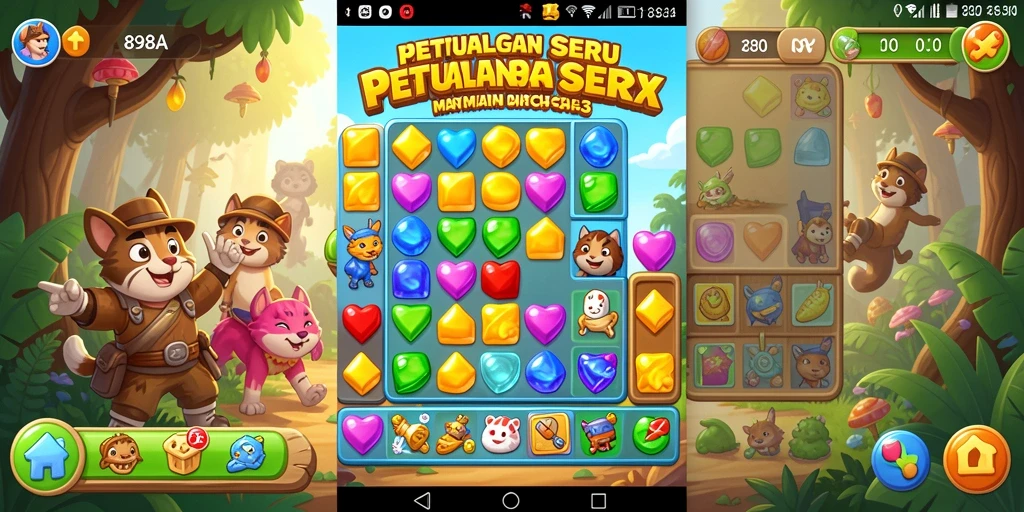Tampilan gameplay seru di 898A saat mencocokkan permata.