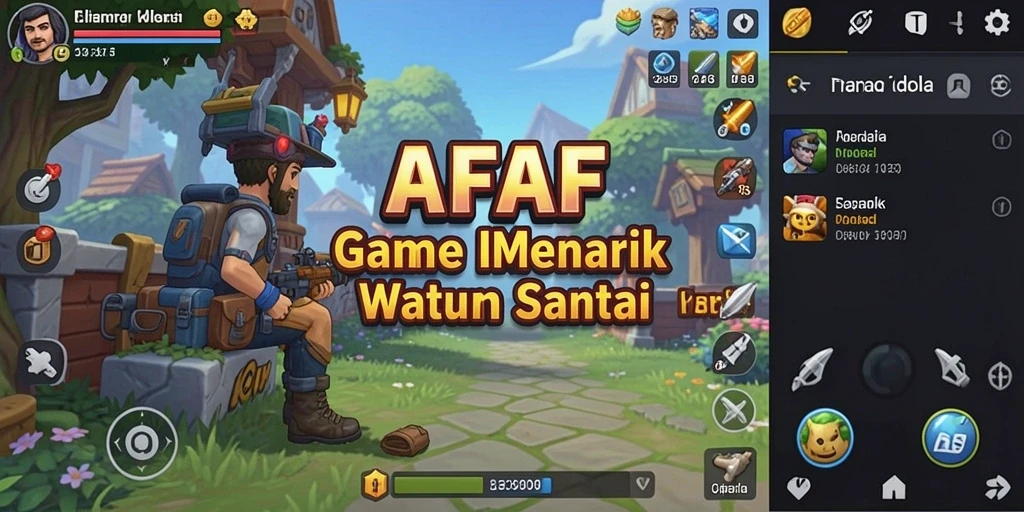 Gameplay AFAF menampilkan karakter yang sedang mengumpulkan sumber daya.