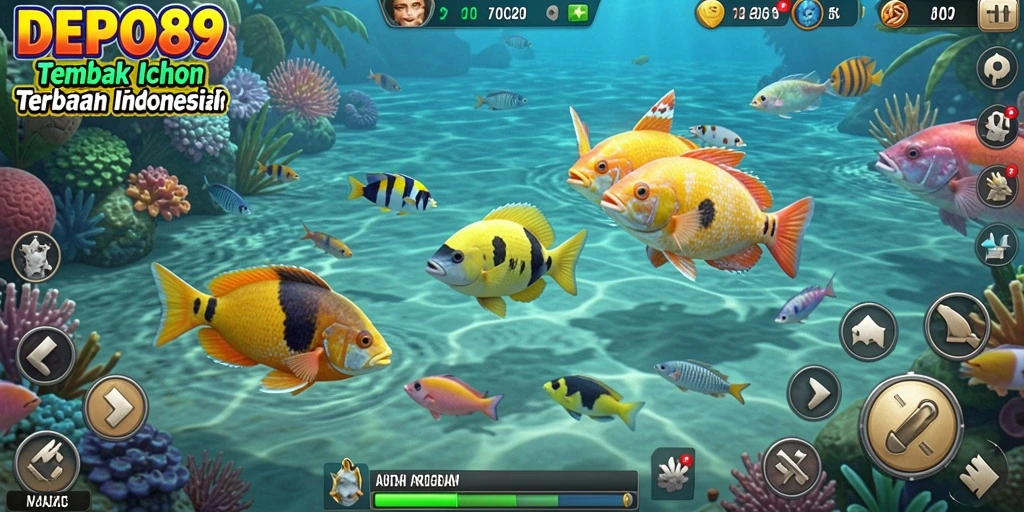 Screenshot gameplay seru dari DEPO89 menampilkan aksi menangkap ikan.