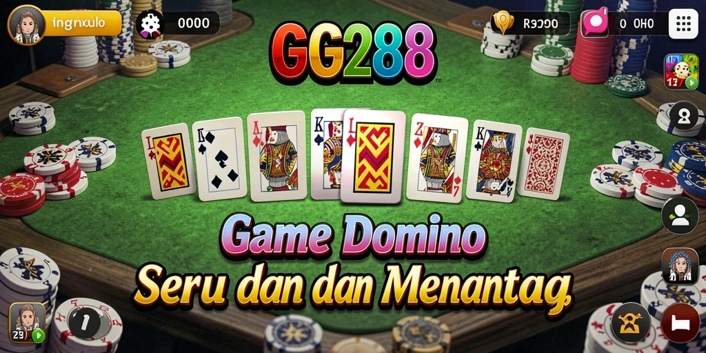 Tampilan utama GG288 dengan gameplay Domino yang menarik dan interaktif.