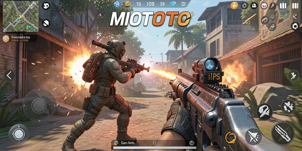 Tampilan gameplay MIOTOTO yang intens dan penuh aksi.