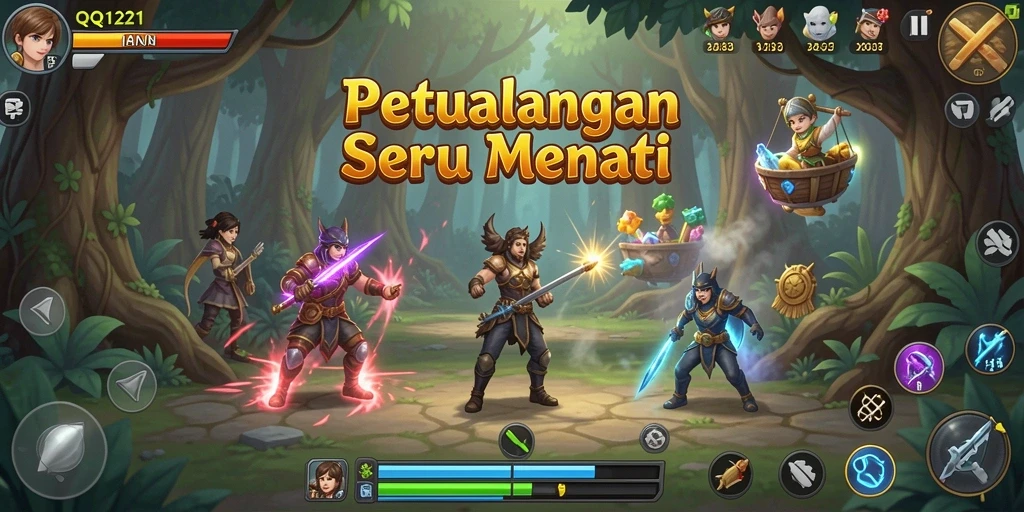Tampilan gameplay QQ1221 menampilkan petualangan yang mendebarkan.