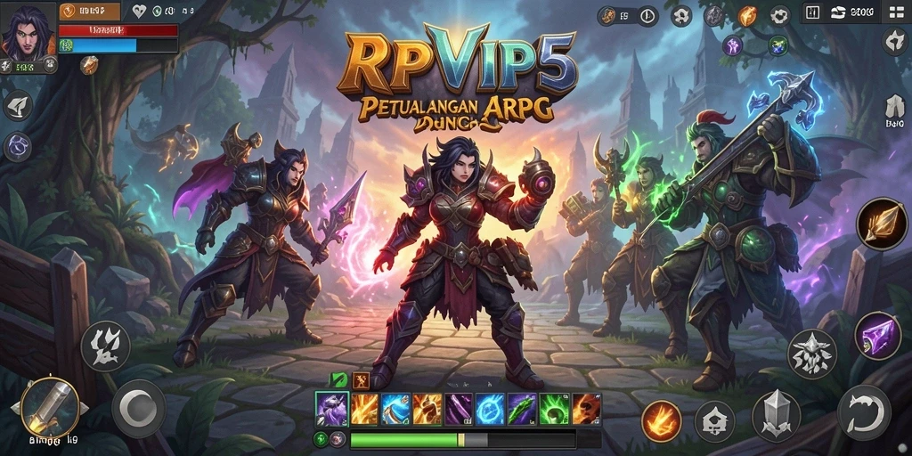 Screenshot RPVIP5 menampilkan aksi pertarungan seru dalam dunia ARPG.