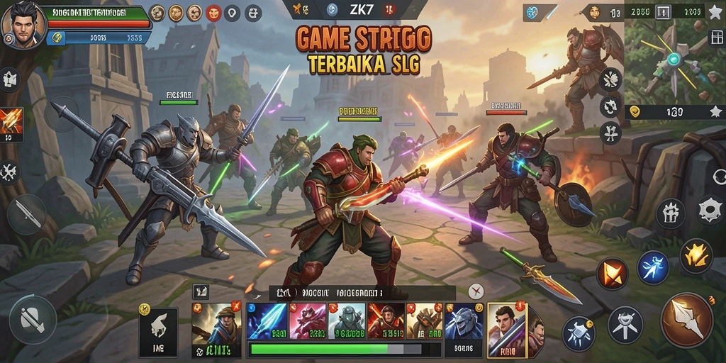 Tangkapan layar gameplay ZK7 yang menunjukkan strategi pertempuran.